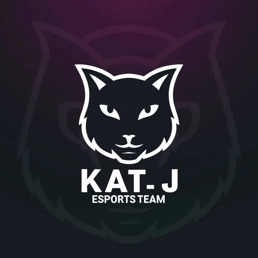 a logo design,with the text "Logo for the Kat_J d abjktnjdjv wdtnt esports team", main symbol:cat,Minimalistic,clear background