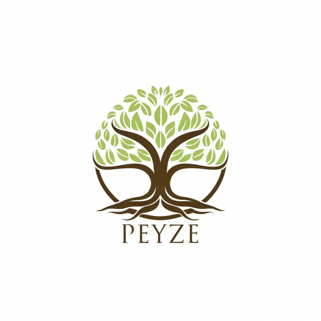 a logo design,with the text "Peyze", main symbol:circle with tree of life,complex,clear background
