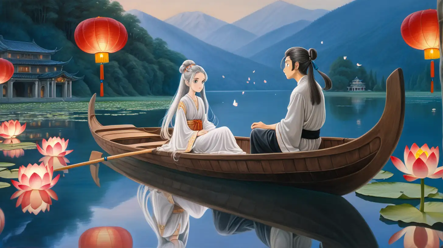Enchanting GhibliInspired Art Ethereal Princess and Handsome Boatman