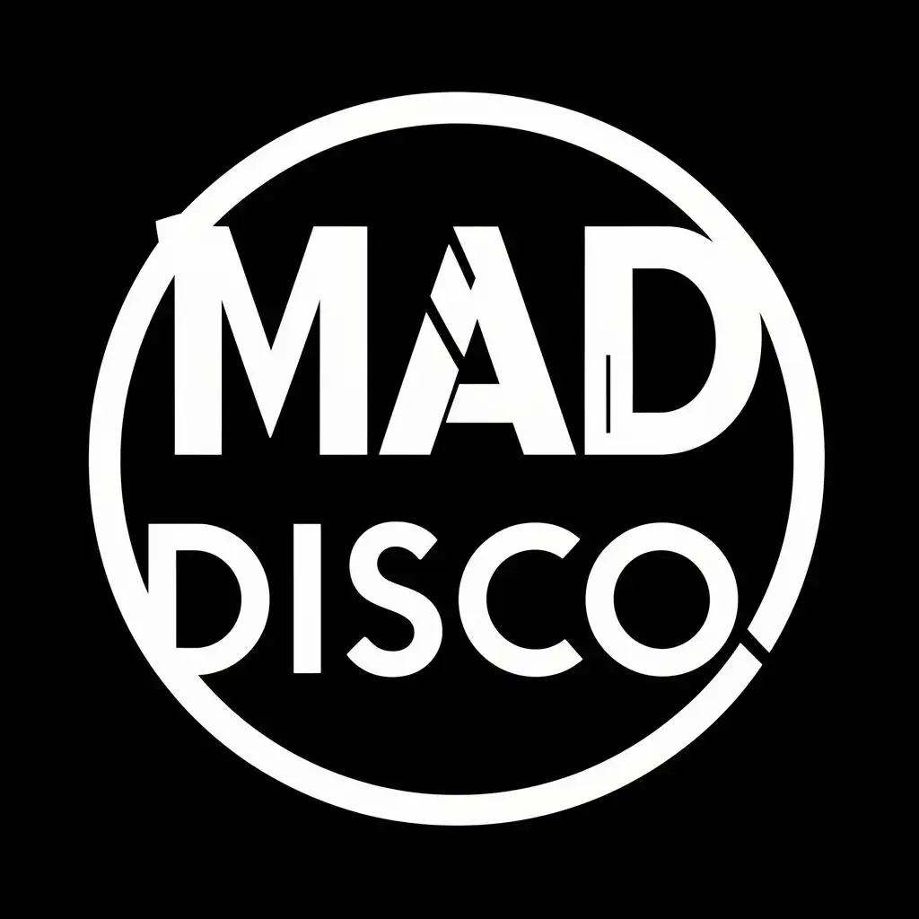 logo, Record disc, with the text "MaD Disco IDSS", typography, be used in Entertainment industry