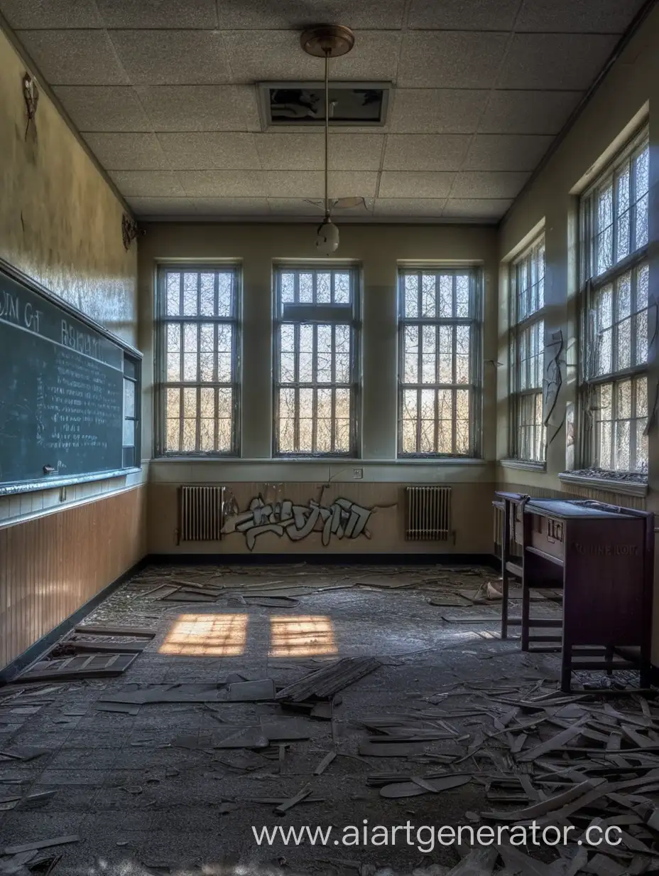 Desolate-Abandoned-School-Building-Amidst-Overgrown-Nature