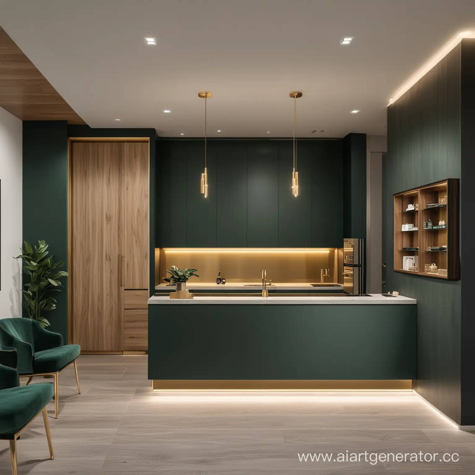 Modern-Minimalist-Dental-Office-with-Emerald-and-Gold-Accents
