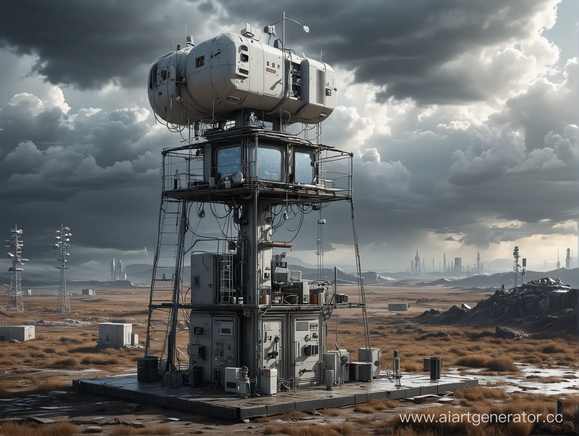 weather station, будущее, апокалипсис, высокое качество, детализация.