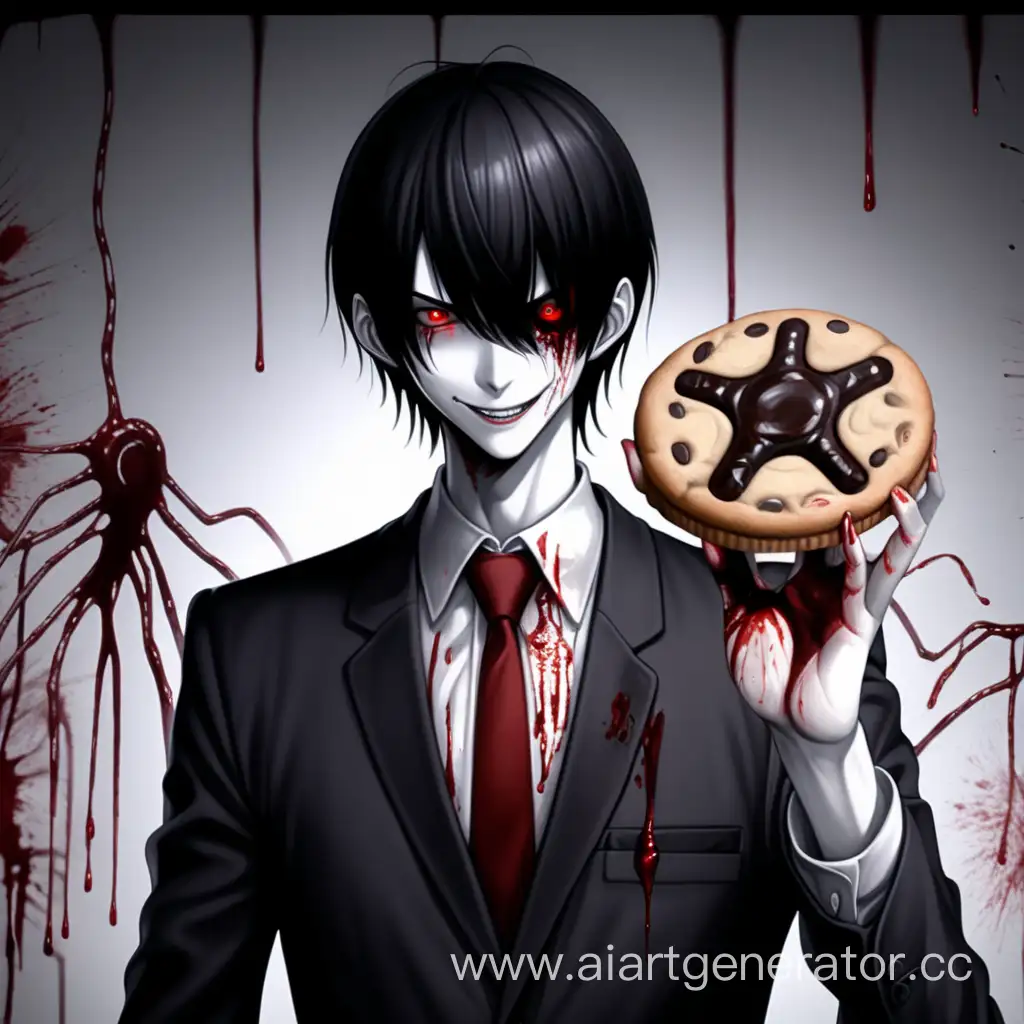 Sinister-Chinese-Anime-Character-Offering-a-Bloodied-Cookie-in-a-Dark-Mafia-Lair