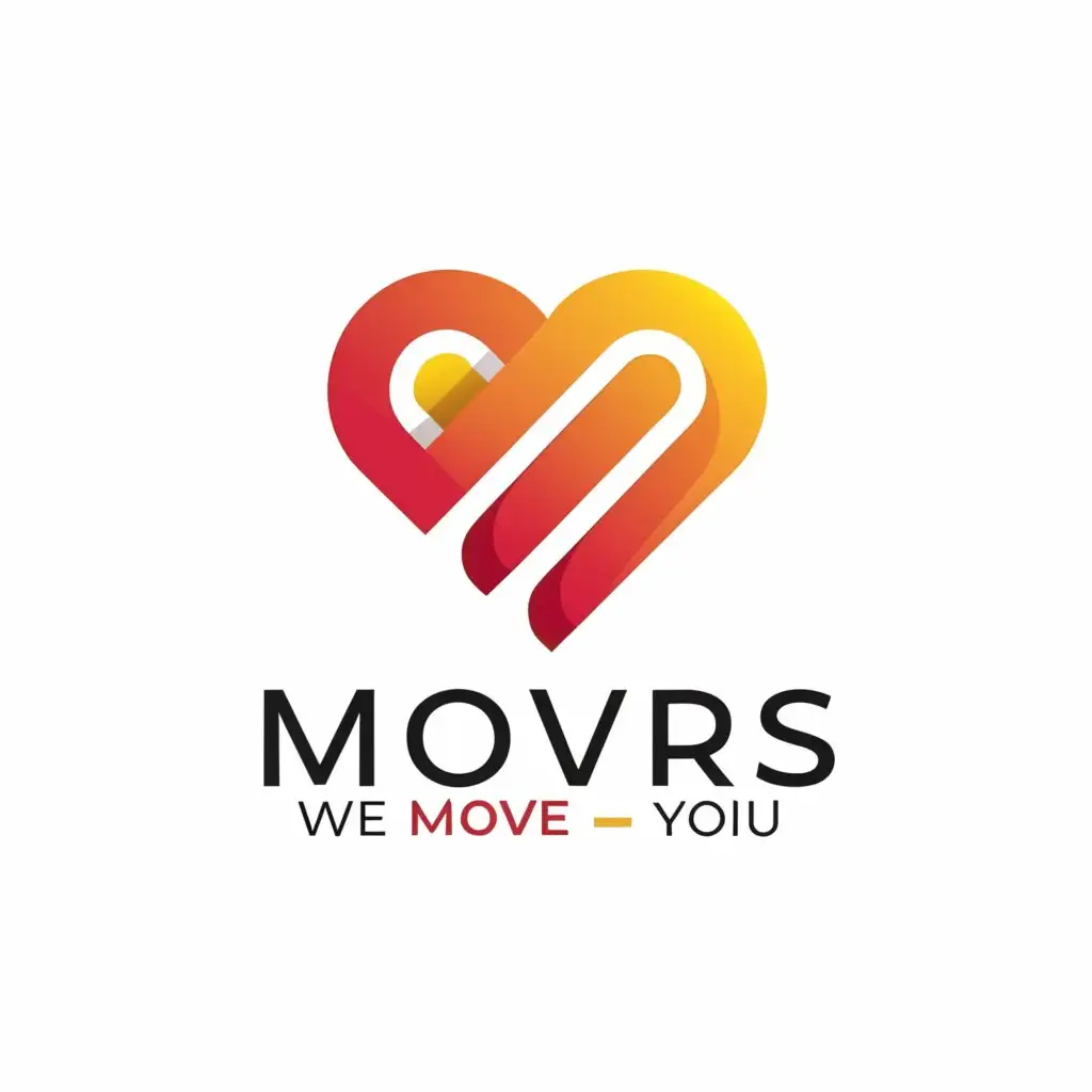 a logo design,with the text "Movrs we move you", main symbol:Heart,Moderate,clear background