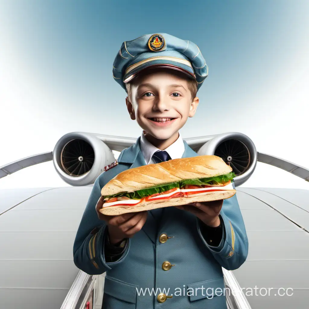 Дружок из барбоскиных на крыше самолёта с бутербродом в руке на белом фоне
