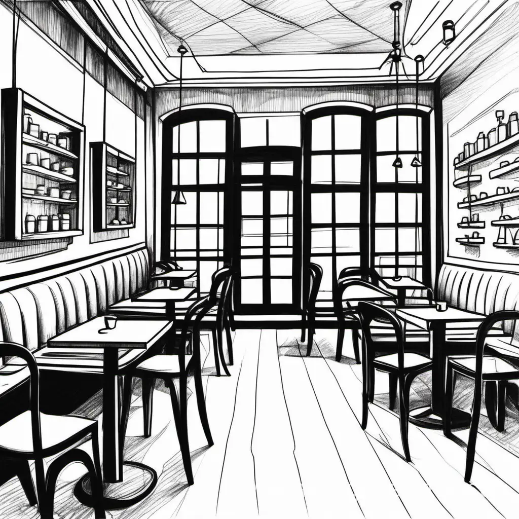 Minimalist-Cafe-Interior-Sketch-with-Black-and-White-Markers-Symmetry
