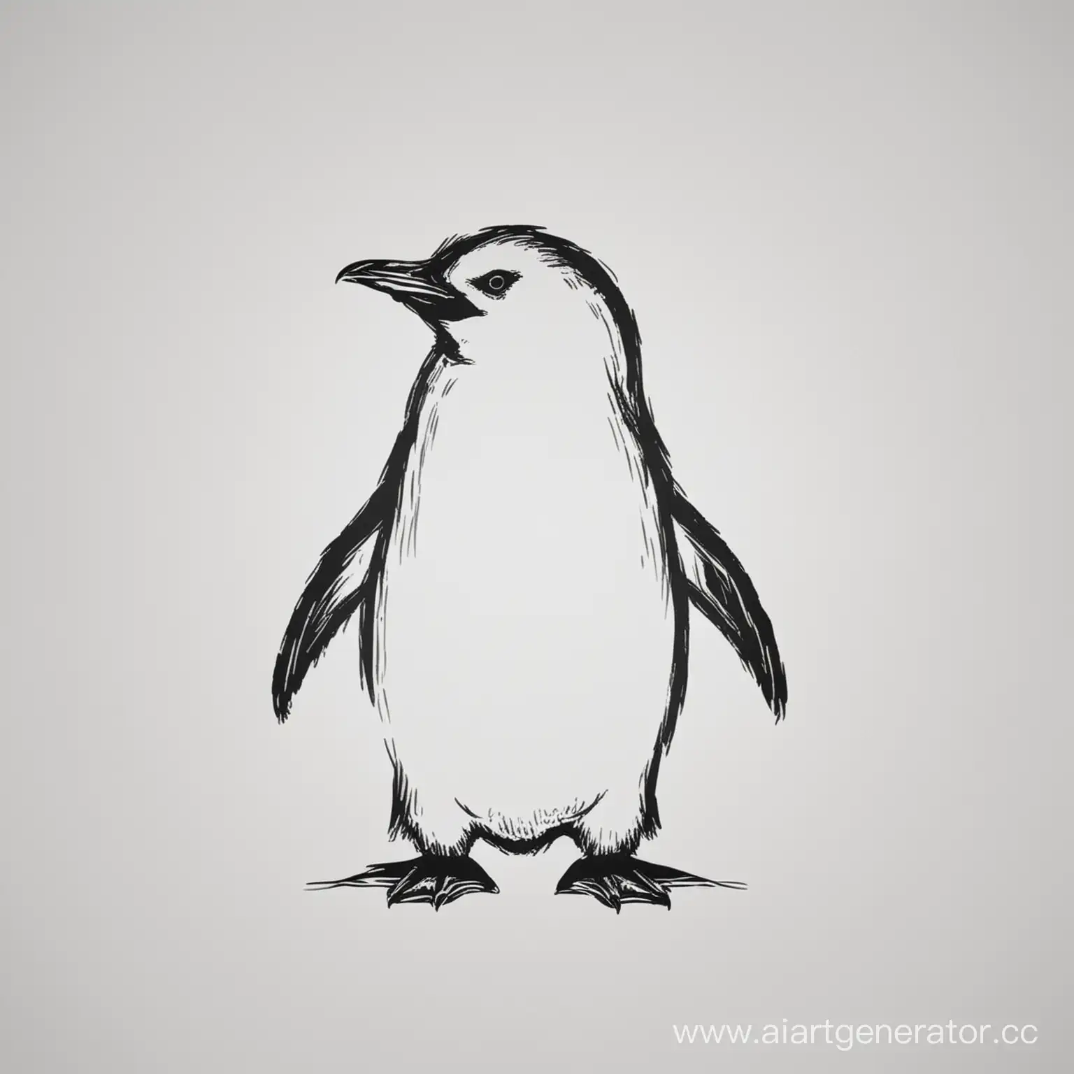 Minimalist-Penguin-Outline-Logo-on-White-Background