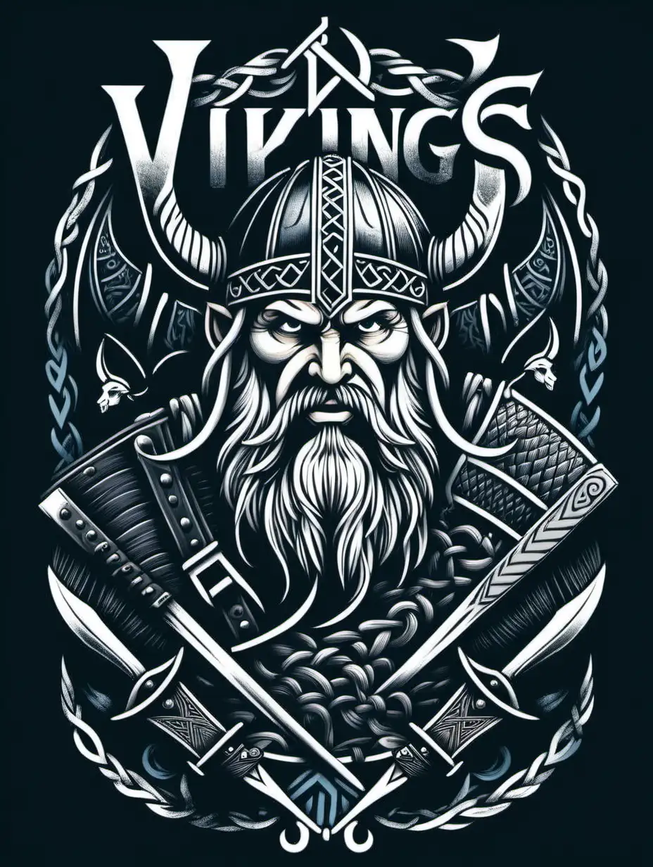 Viking Warriors TShirt Design Against White Backdrop