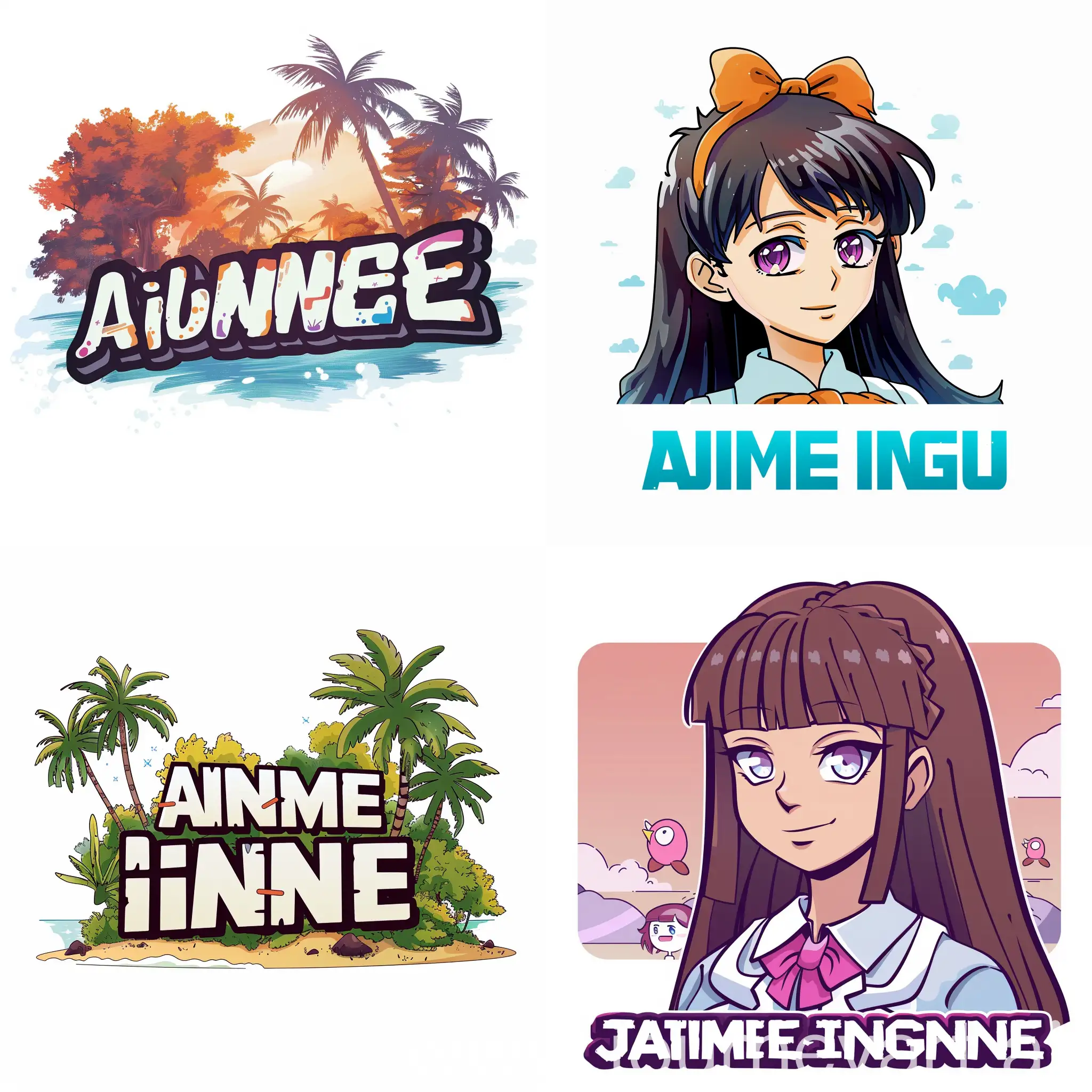 anime logo with the inscription "Anime Island", vector style