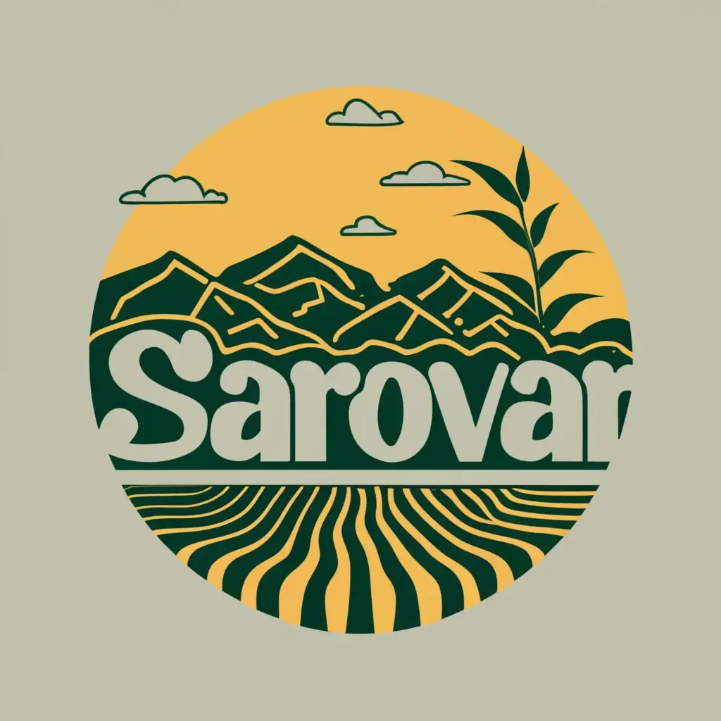 LOGO-Design-For-Sarovar-Minimalistic-Himalayan-Range-Rice-Paddy-Circle-in-Black-Yellow-and-Green