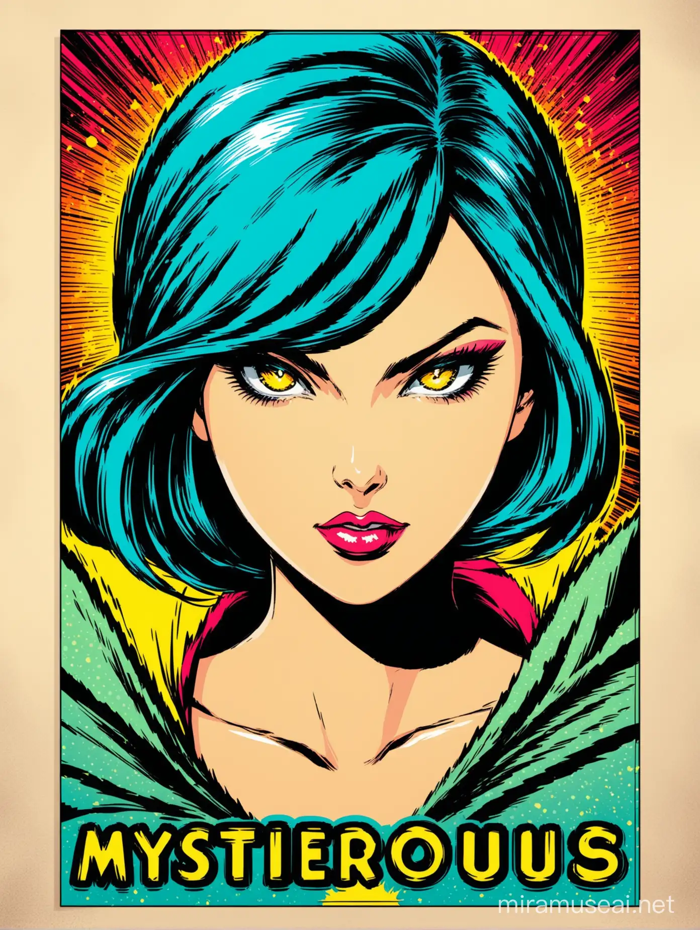 Mysterious and Bold Woman in Comic Book Style Poster