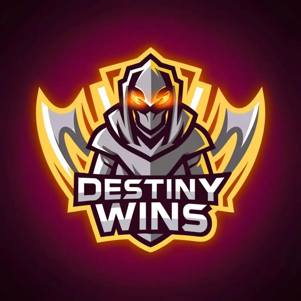 a logo design,with the text "DESTINY WINS", main symbol:Free fire TEAM SCODE APPLE FREE FIRE CHARACTER,Moderate,be used in Entertainment industry,clear background