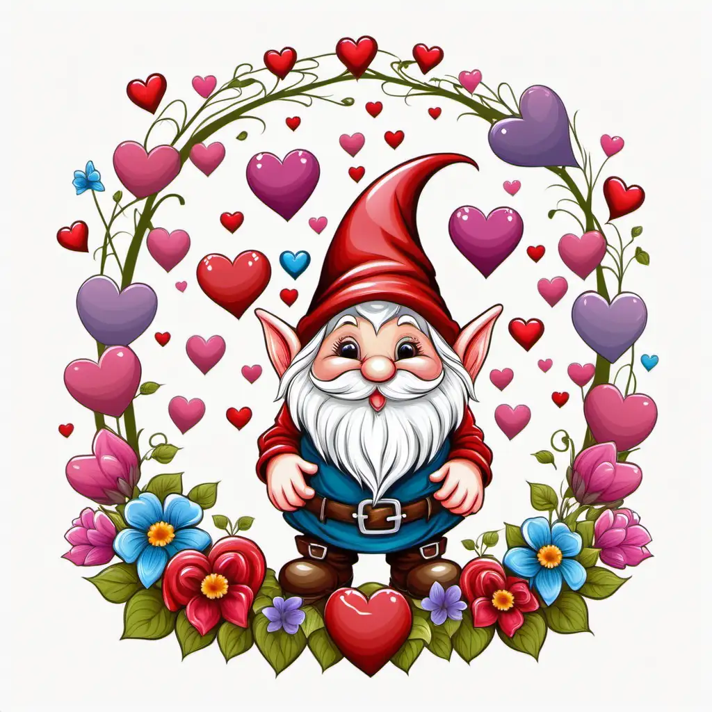 Enchanting Gnome Amidst Valentines Fantasy Garden