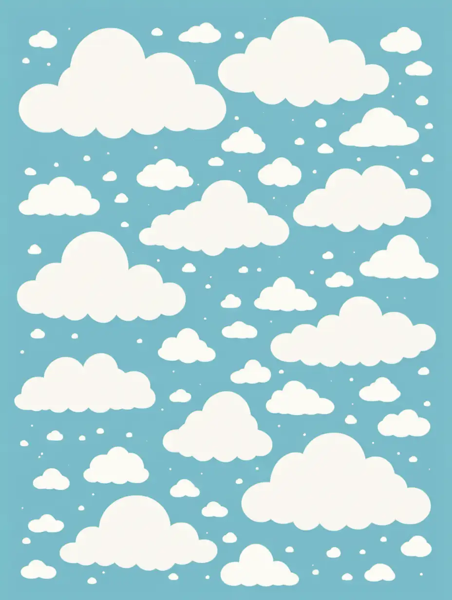 Whimsical Little Clouds Design Filling the Entire Canvas