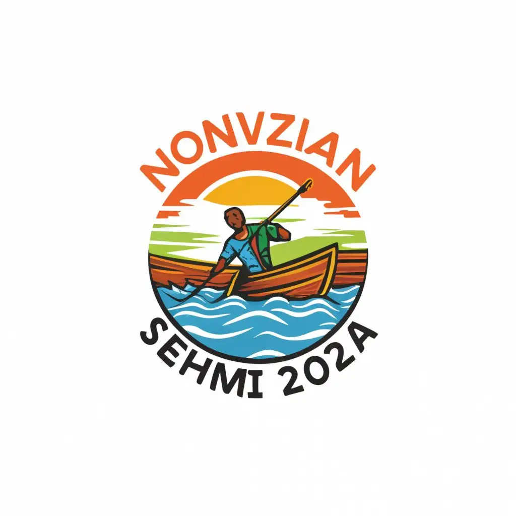 a logo design,with the text "NONVIZAN SEHOMI 2024", main symbol:an African in a canoe on a lake throwing a net
 in color
,Moderate,be used in Entertainment industry,clear background
