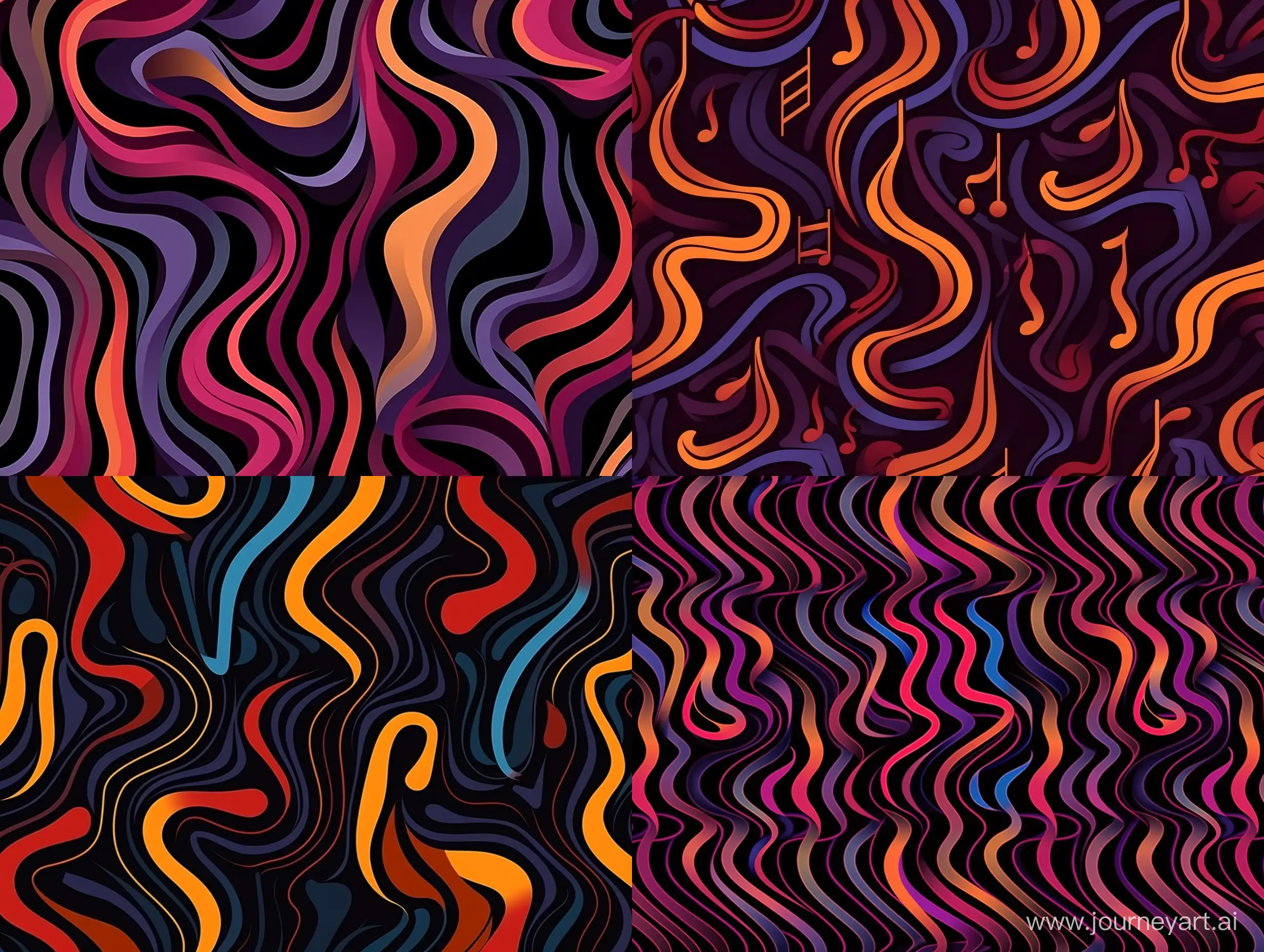optical illusion, background, made of small treble clef, dark colors, pop art style