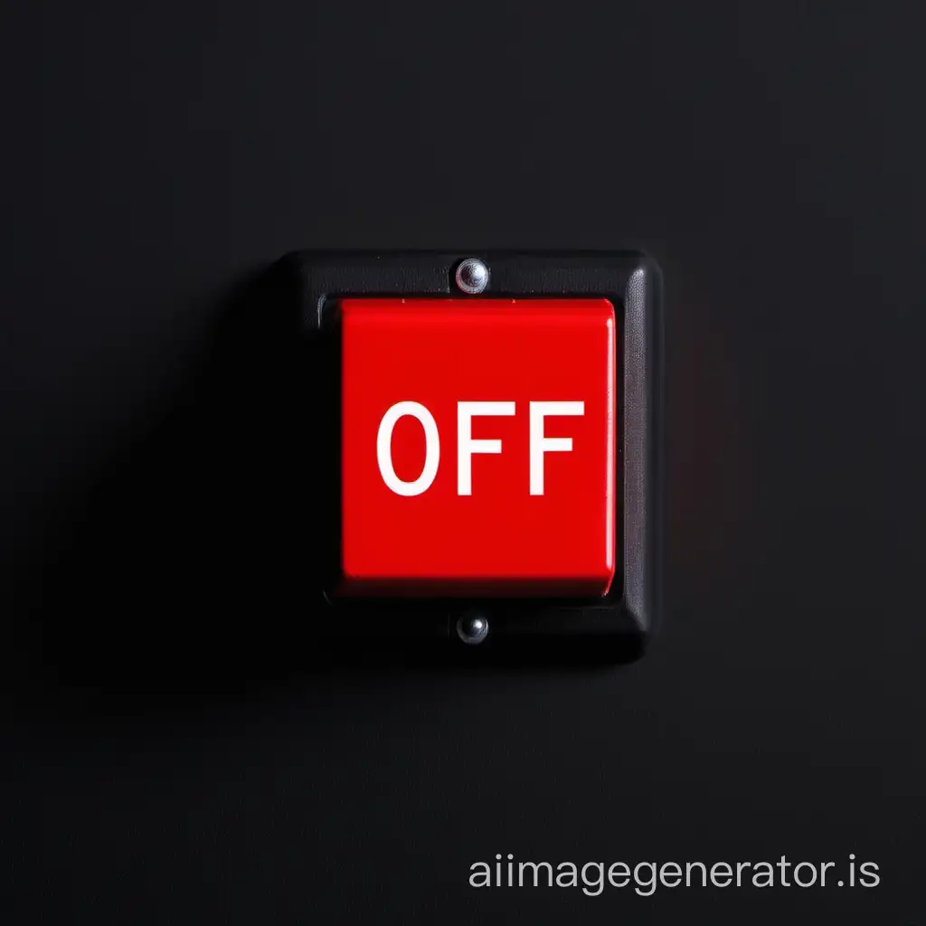 red switch with label "off" on solid black background