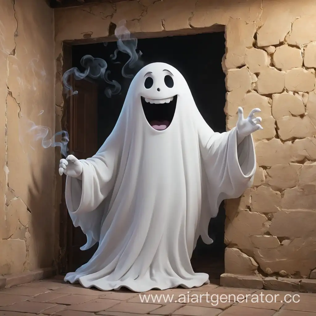 Cartoon-Ghost-Smoking-by-the-Wall