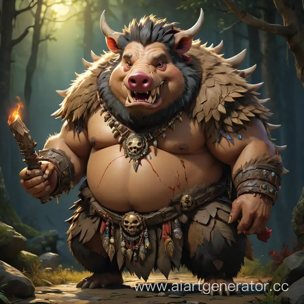 Mystical-Fat-Boar-Shaman-Holding-Enchanted-Skull