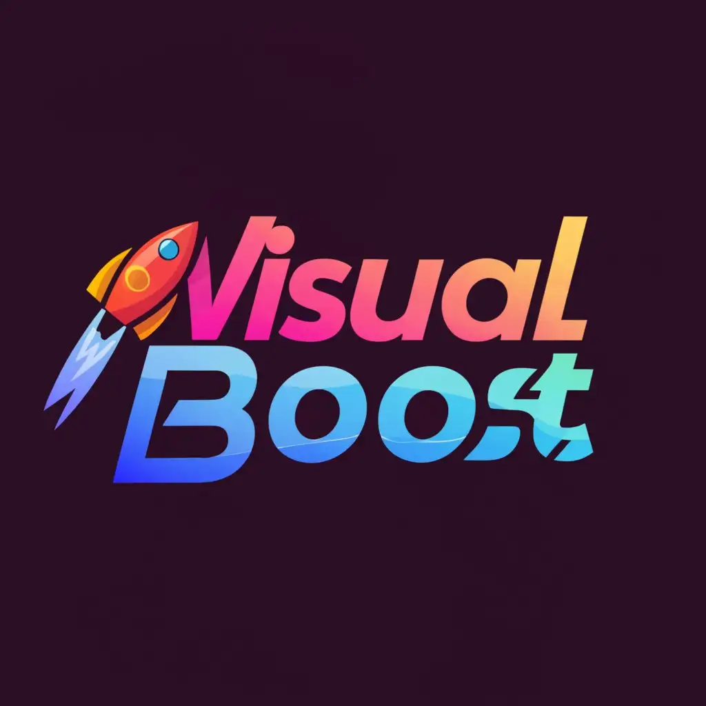a logo design,with the text "Visual Boost", main symbol:rocket,Moderate,be used in Entertainment industry,clear background