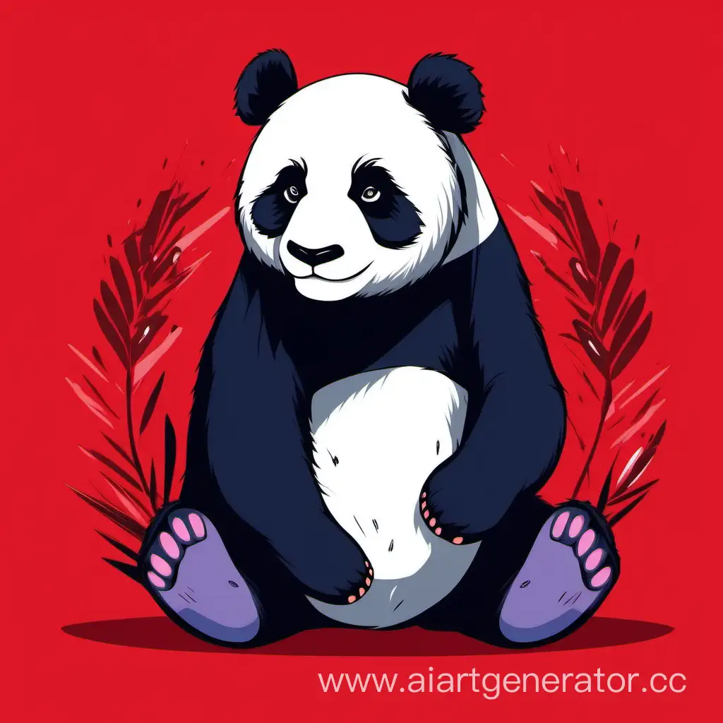 Playful-Panda-on-Vibrant-Red-Background