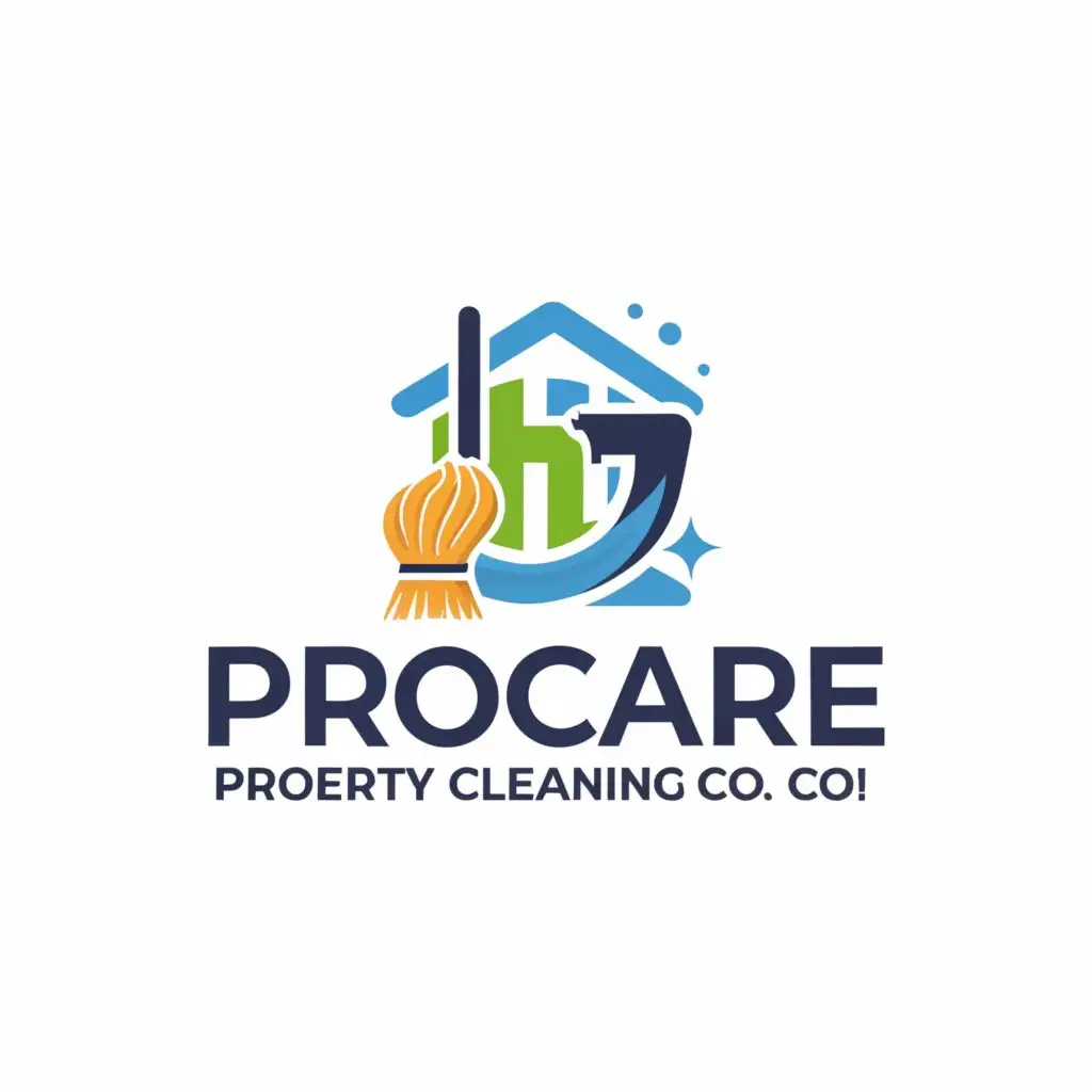 LOGO-Design-for-ProCare-Property-Cleaning-Co-Professional-and-Clean-with-Cleaning-Supplies-Motif