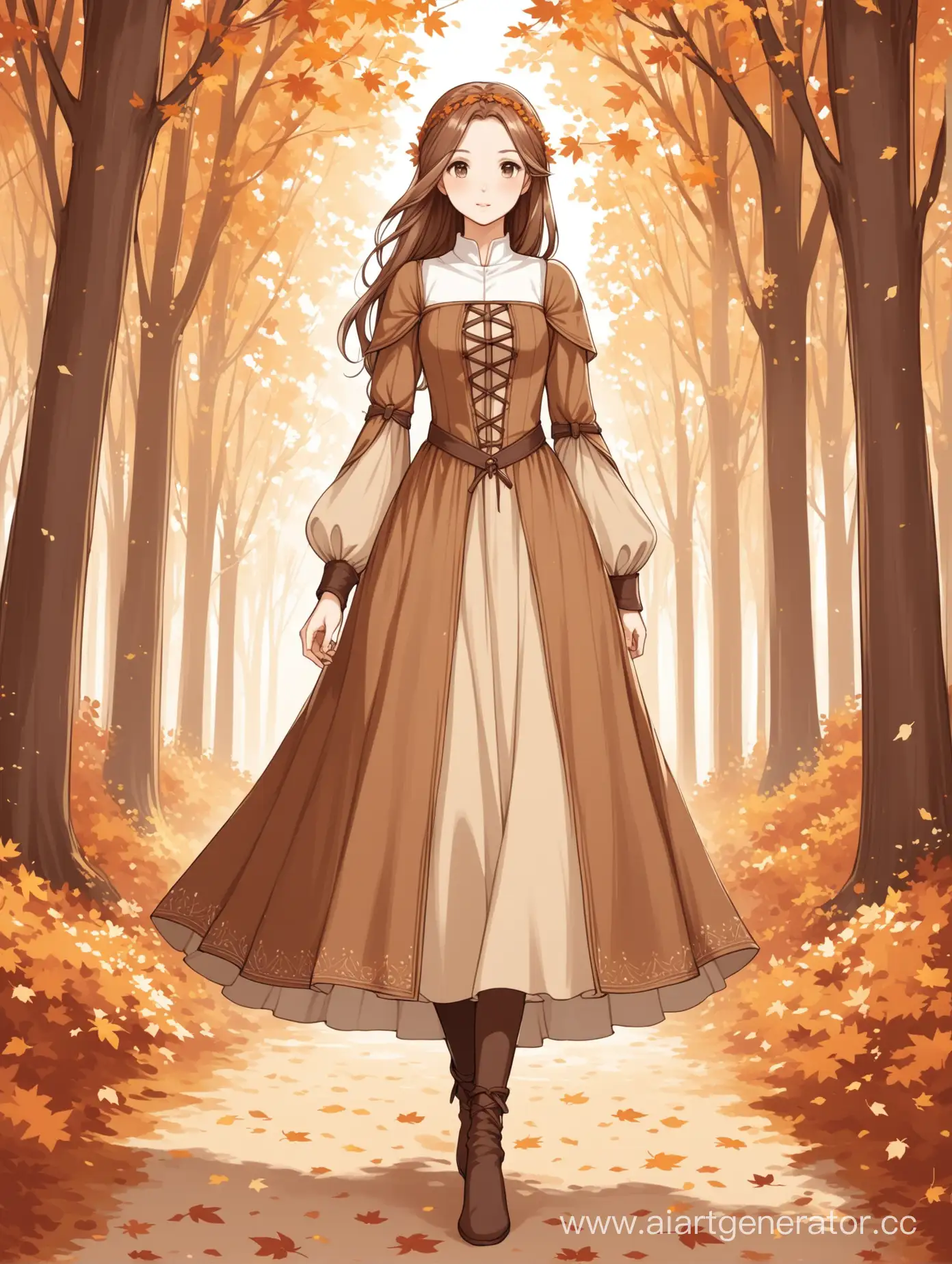 Medieval-Girl-Strolling-in-Tranquil-Autumn-Forest