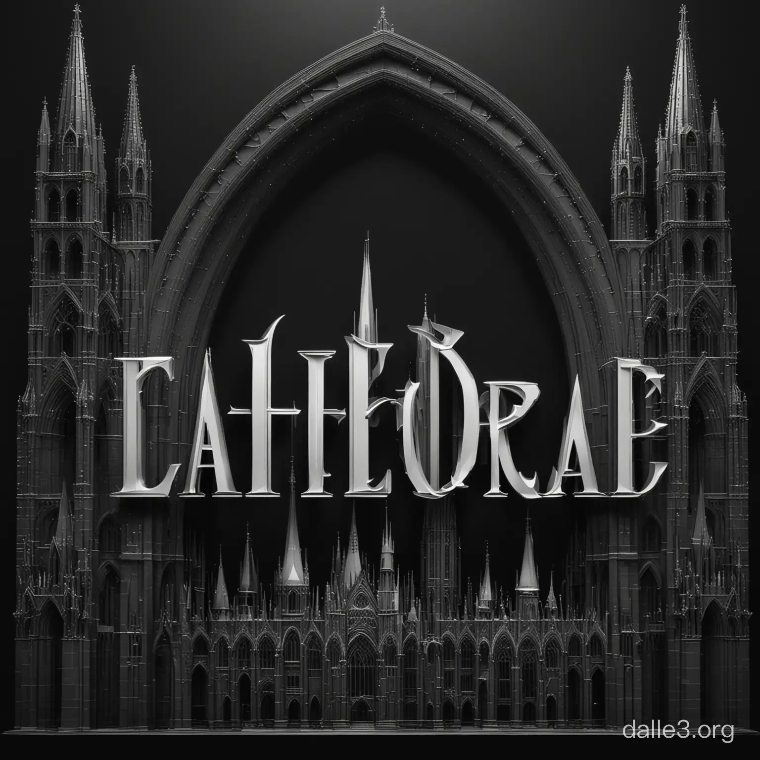 Latin font on black background without any grahics than font itself. Only letters. Combine the grandeur of Gothic arches with the sleek lines of contemporary architecture to craft letters that resonate with both majesty and elegance. Imagine each letter as a harmonious composition, echoing the intricate beauty of cathedral spires against the modern skyline.