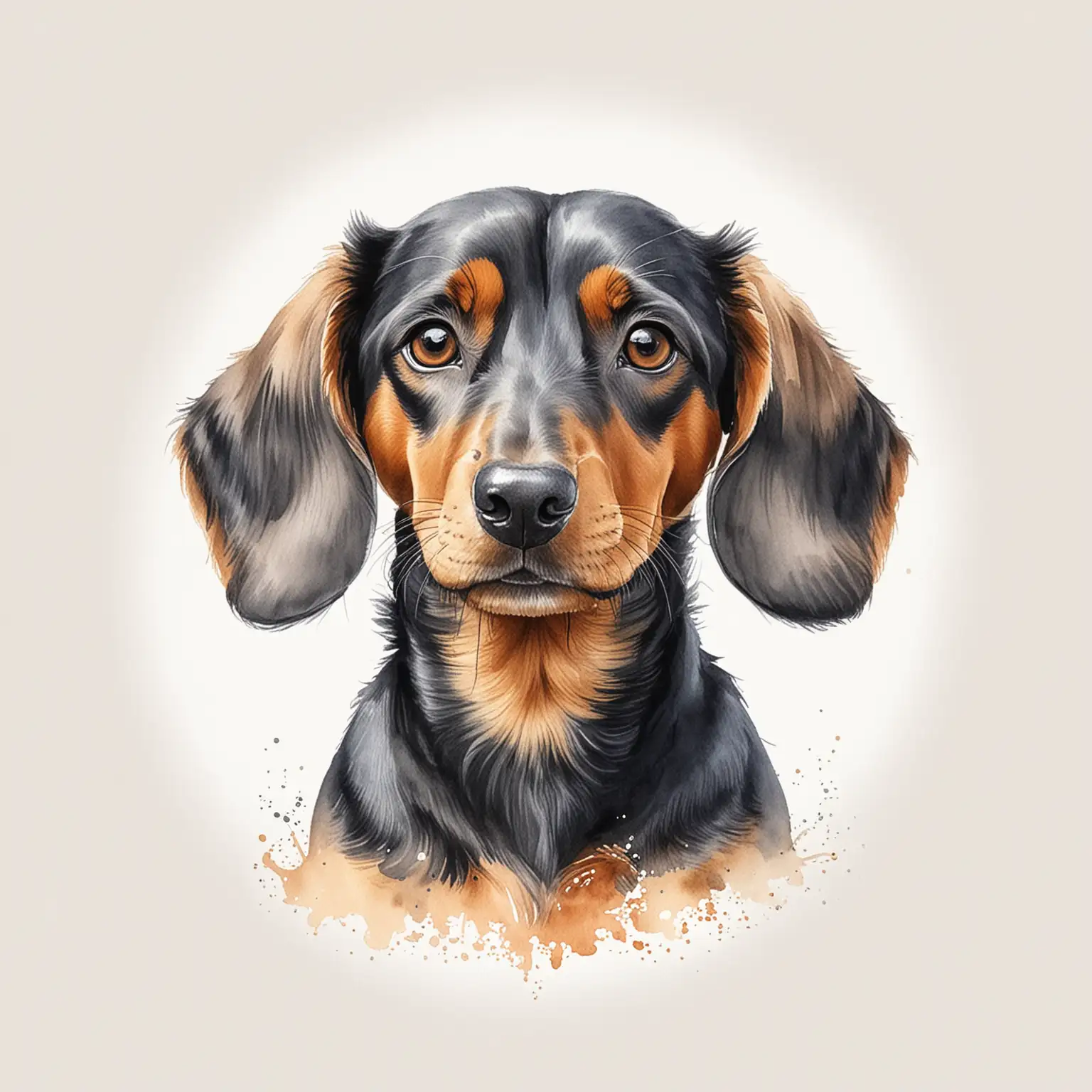 Cute Daschund dog, water colour drawing, isolated on a white background