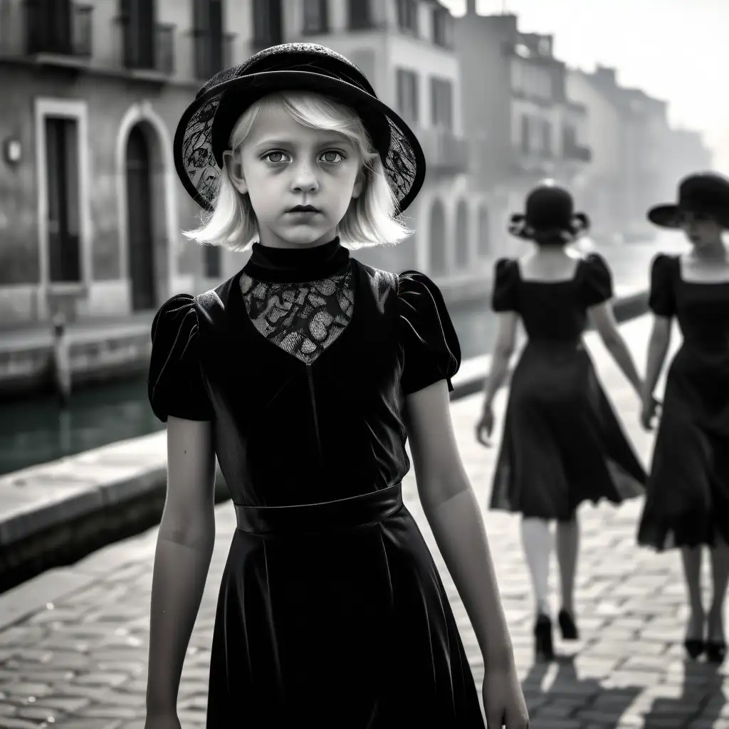 Mysterious 8YearOld Girl in Vintage Black and White Photography