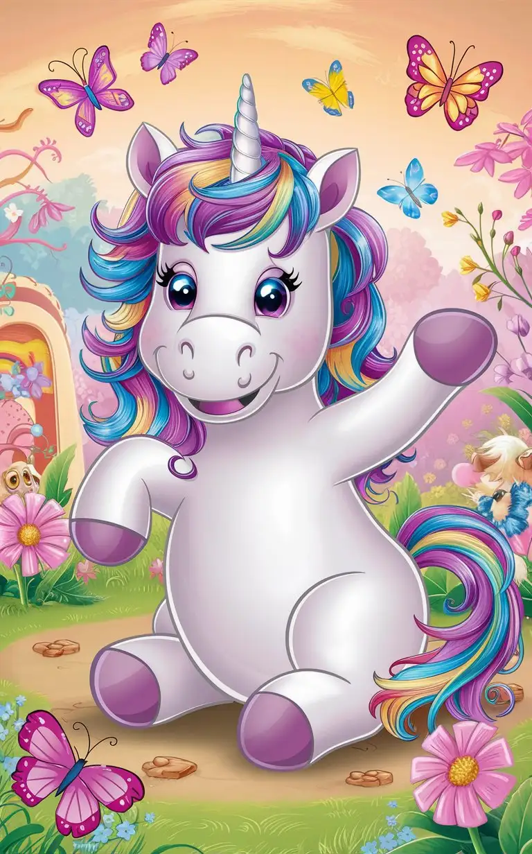 Generate a cartoon-style unicorn image for children