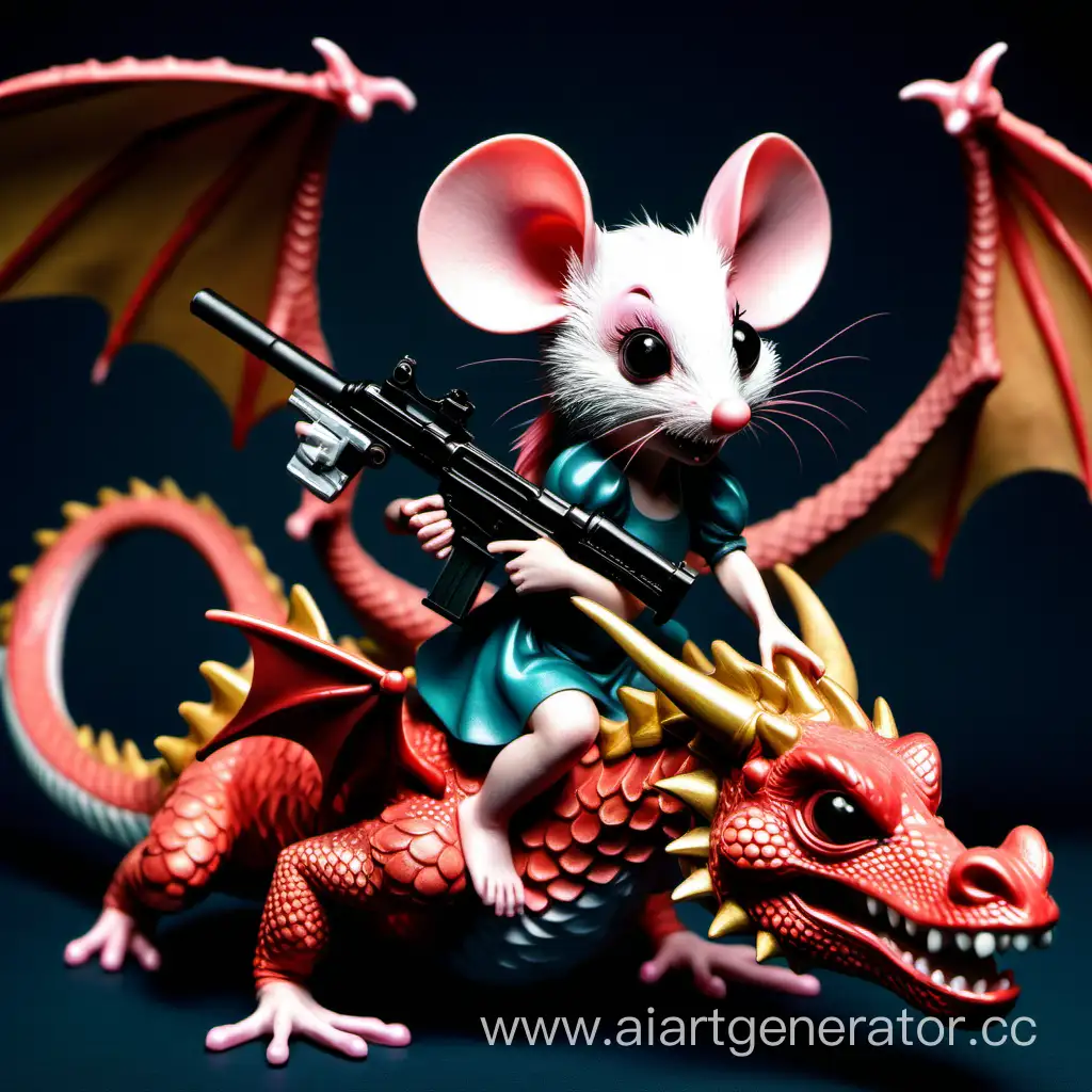 Brave-Mouse-Riding-a-Dragon-with-a-Weapon