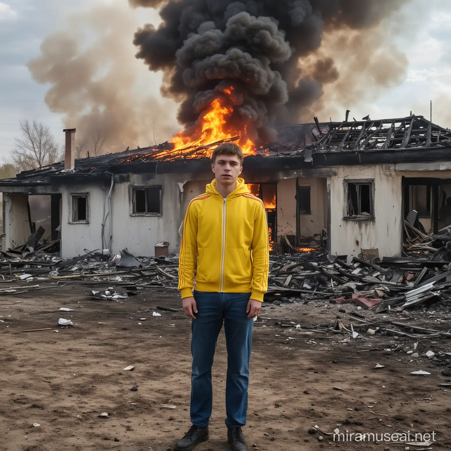 Emotional Ukrainian Man Watches Fiancs House Struck by Russian Missile