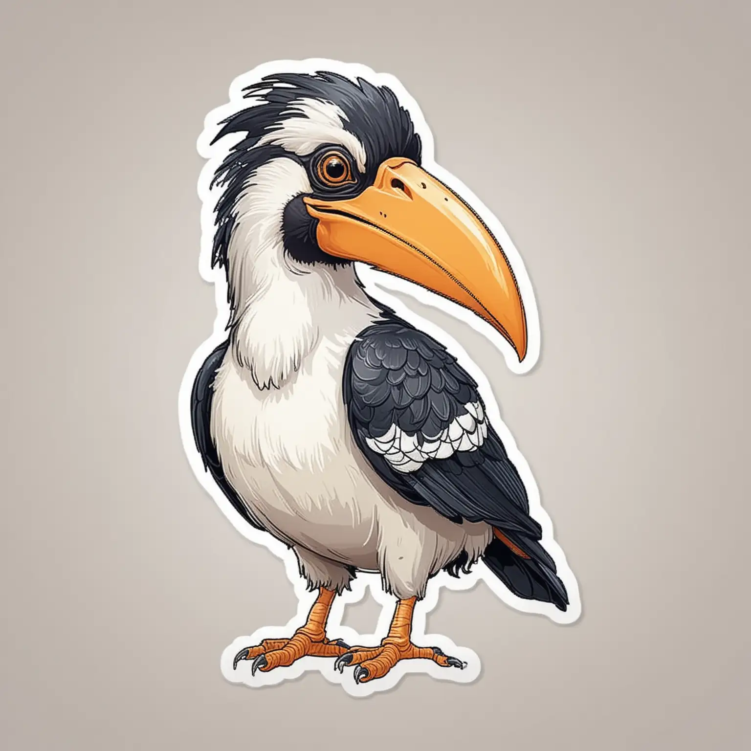 Cute Hornbill Bird Caricature DieCut Vector Sticker