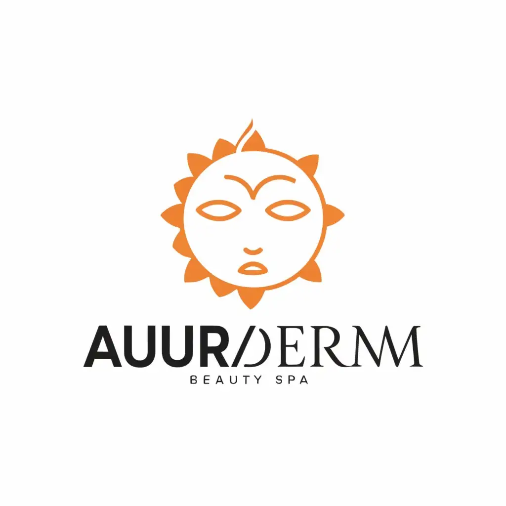 a logo design,with the text "Auraderm", main symbol:Face, Sun, Moon,,Minimalistic,be used in Beauty Spa industry,clear background
