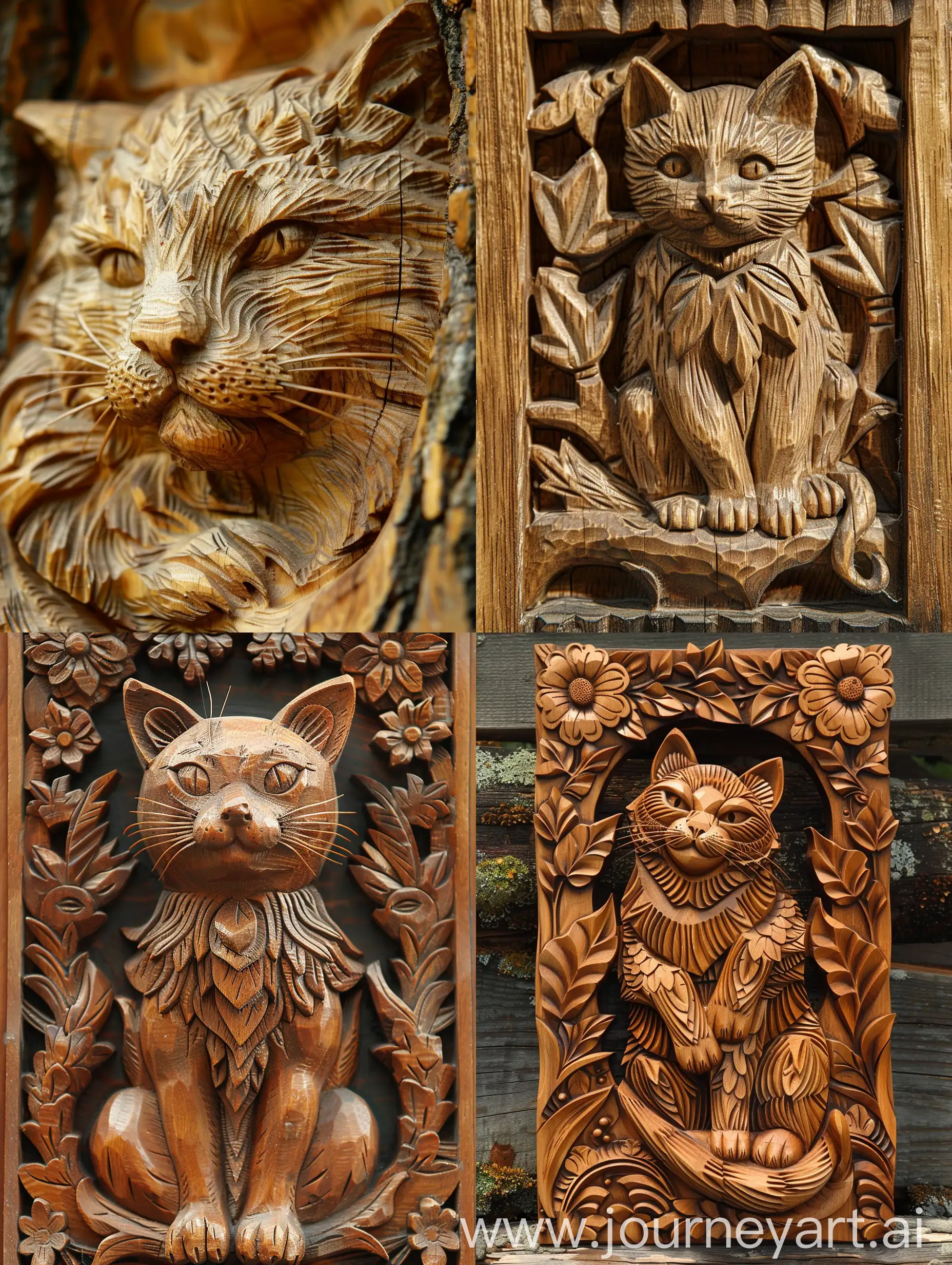 intricated wood carving fatcat