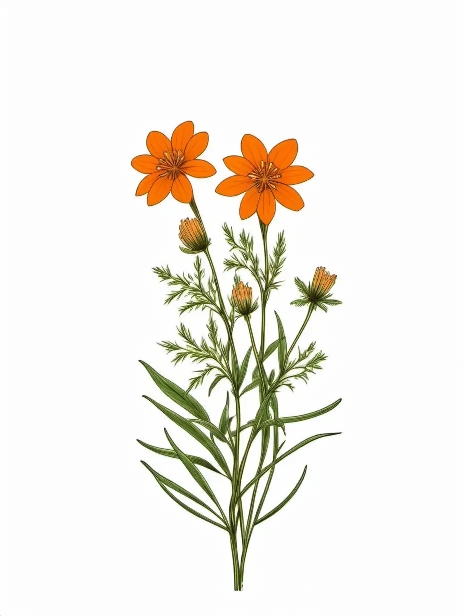 Elegant-Trio-of-Orange-Wildflowers-Minimalist-4K-Botanical-Art-on-White-Background