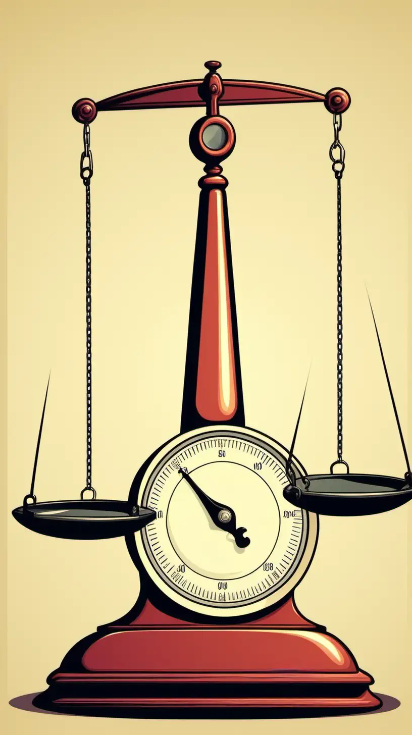 Colorful Cartoon Illustration of a Fancy Old Fashion Scale on a Simple Background
