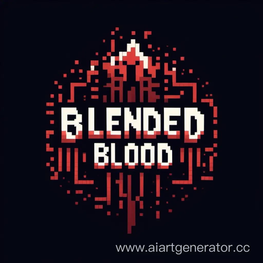 Minimalistic pixel logo for a cooperative horror game called "Blended Blood"