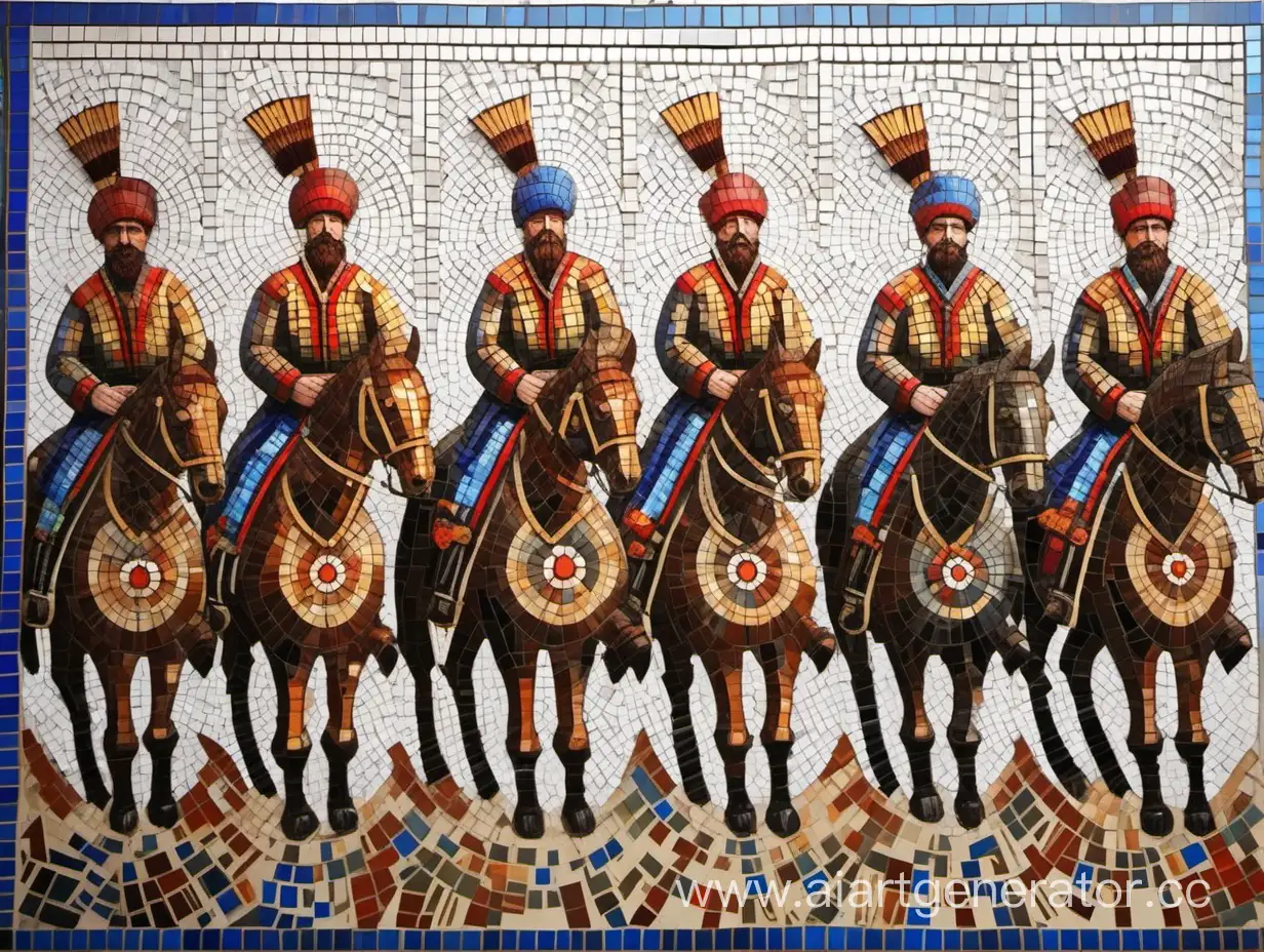Vibrant-Abstract-Mosaic-Depicting-Russian-Cossacks-in-Dynamic-Harmony
