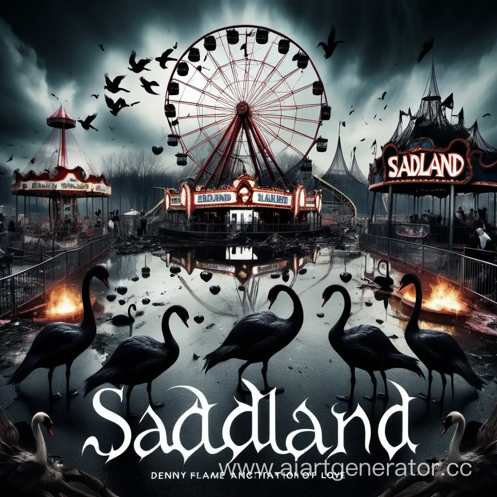 Abandoned-Amusement-Park-Album-Cover-SADLAND-featuring-Black-Swans-of-Love-by-Denny-Flame