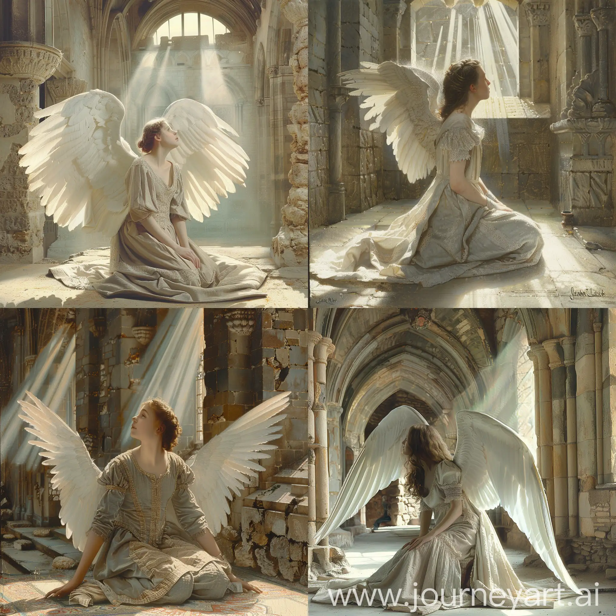 Medieval-Angel-in-Ancient-Castle-with-Ethereal-Wings