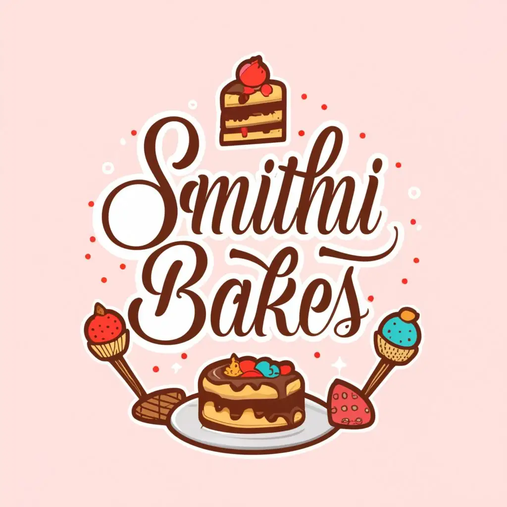 logo, Cake and chocolates, with the text "Smithi Bakes", typography, be used in Travel industry