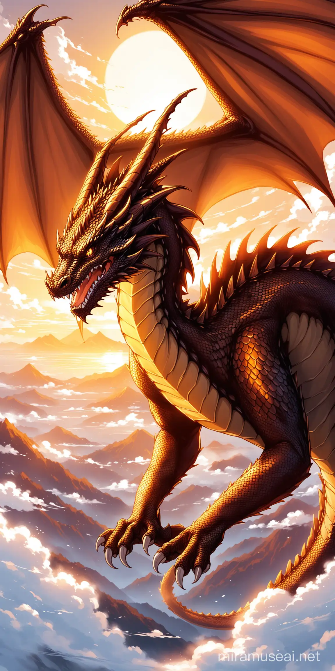 Mythical Dragon in Fantasy Landscape