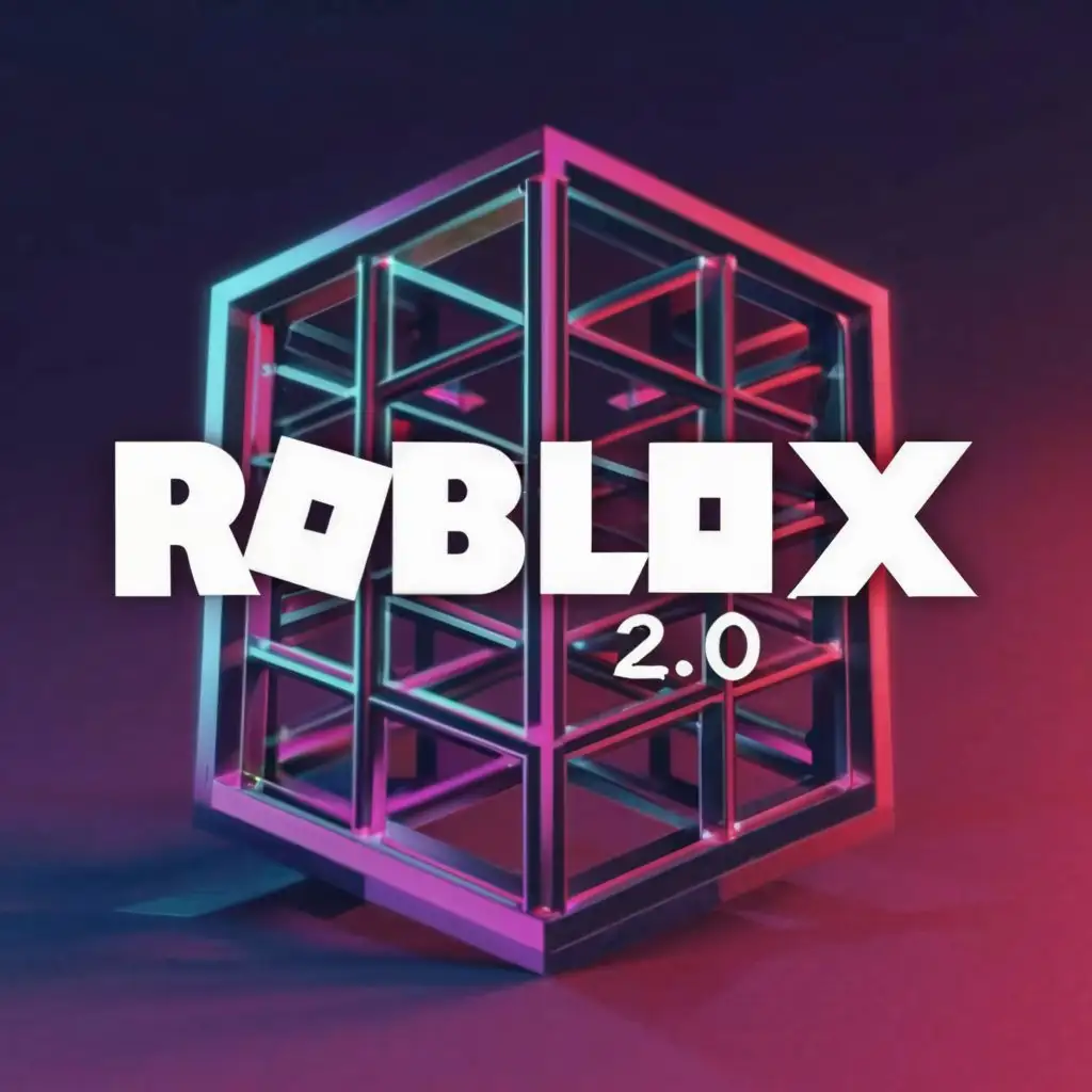 a logo design,with the text "Roblox 2.0", main symbol:Cube,Moderate,clear background