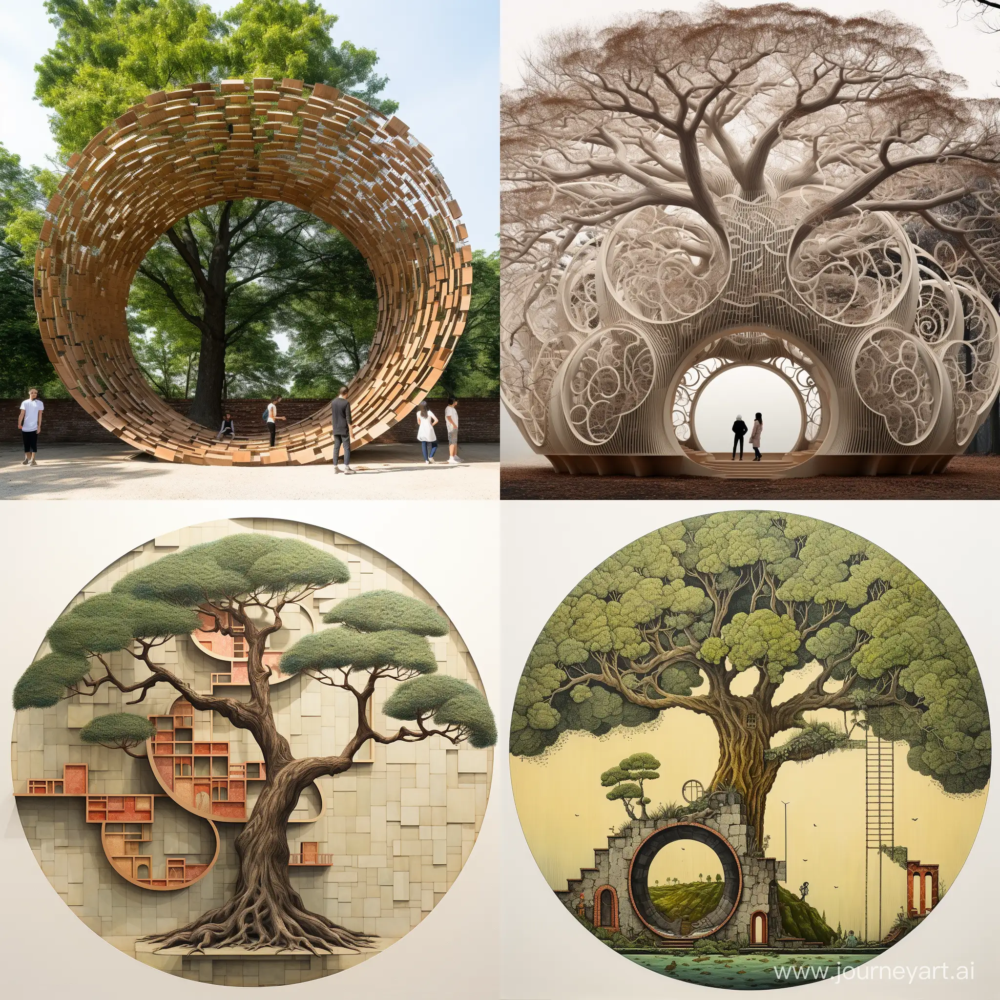 Unique-Circular-Tree-Structure-with-20-Steps-in-Front-of-a-Wall