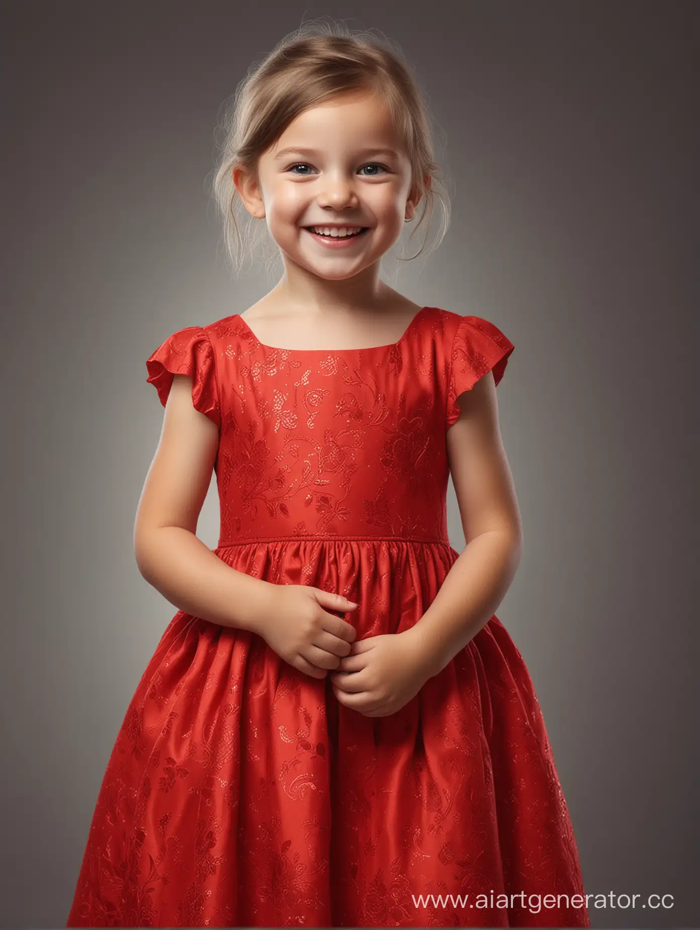 Happy-Child-in-Red-Dress-Smiling-with-High-Eye-Detail