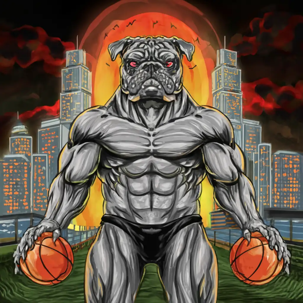 the biggest strongest mighty superman all black colored  

 BULLDOZER GOD of basketball holding a basketball  
 
