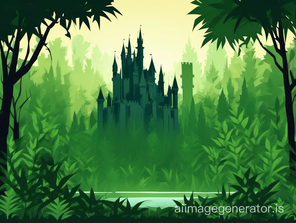 Castle-Hidden-in-Dense-Forest-Mysterious-2D-Vector-Graphics-Background